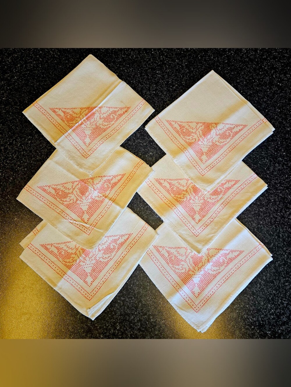 Vintage Linen Napkins Set 6 Off White